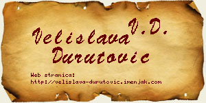 Velislava Durutović vizit kartica